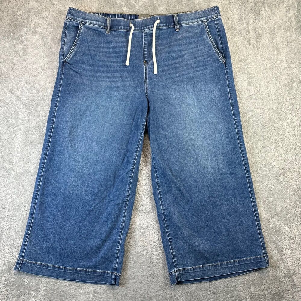 Torrid Jeans Womens 3 Blue Weekend Wide Leg Crop Super Soft Stretch Drawstring